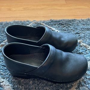 Black leather danskos